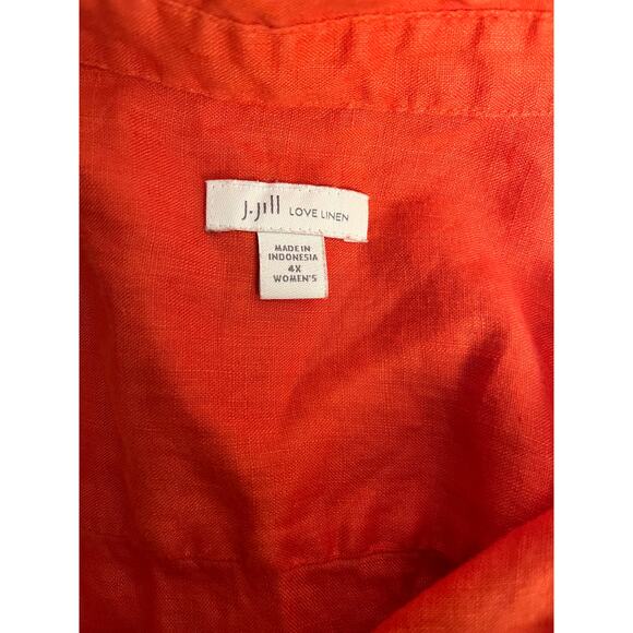 J.Jill Love Linen Button Front Shirt Orange Long Sleeve Size 4X - Picture 4 of 7